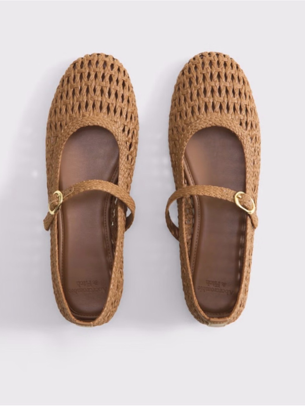 Abercrombie & Fitch Woven Mary Jane Flats in Tan
